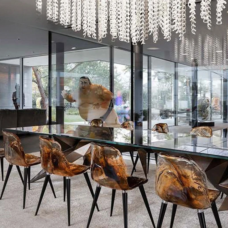 Light luxury stainless steel frame resin, wind restaurant dining chair villa large banquet chair dining chair