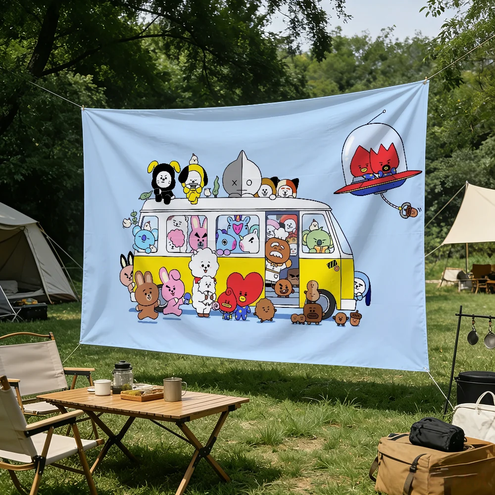 Cartoon-Flagge für Wohnzimmer, Zuhause, Wohnheim, Dekoration, Wand, Outdoor, Camping, Party, B-BT21S-S, niedliches Banner, Geschenke – Detail 12