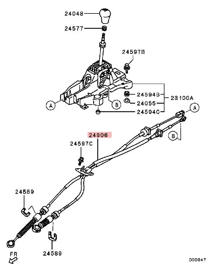 LANCER 10 CY3A CY4A CY5A 1.8 2.0 2.4 ASX2.0 GA2W MT CABLE,GEARSHIFT 2460A098(AS 2460A037)