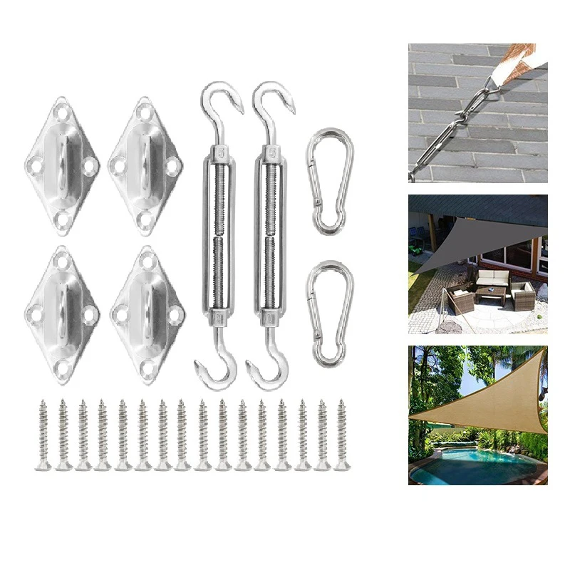 Triangle Sun Shade Sail Install Set Outdoor Garden Pool Awning Stainless Steel Hardware Kit Sun Canopy Fixing Accessories