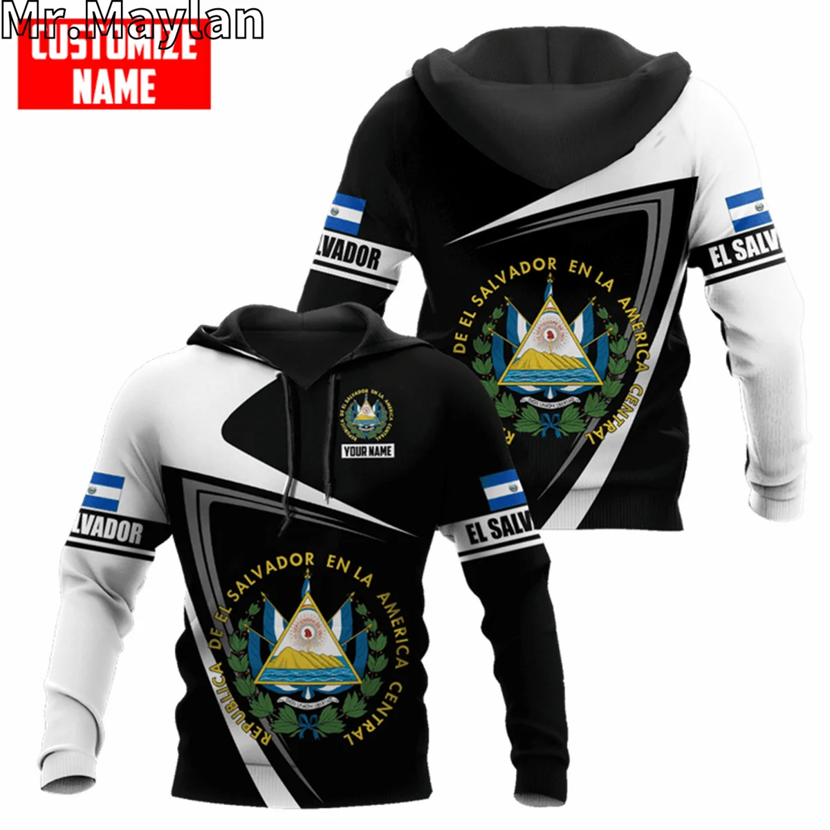 PERSONALIZED EL SALVADOR Flag 3D Printed Jacket Men/women Hoodie Unisex Casual Streetwear Sweatshirts Pullover Sudadera Hombre-5