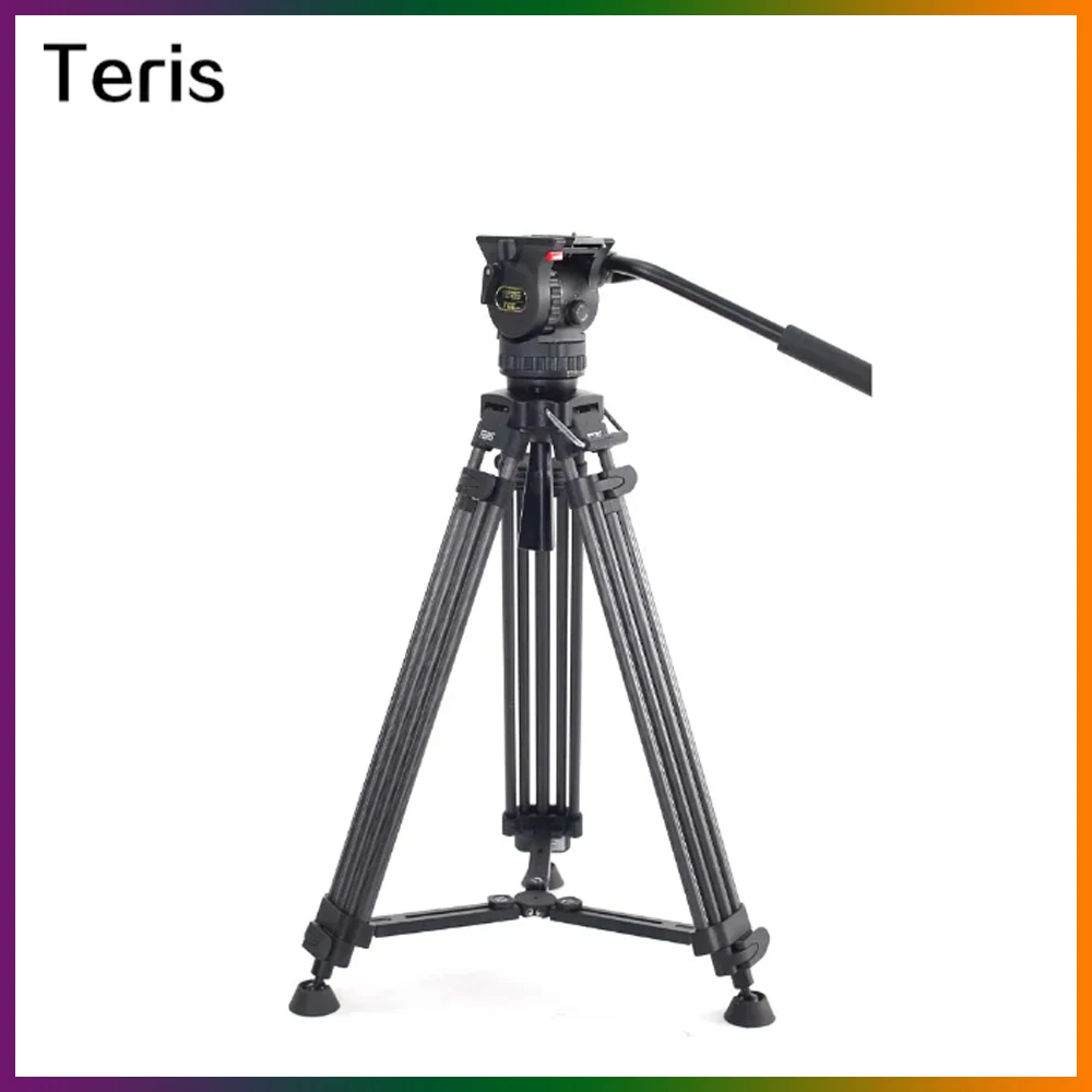 

TERIS TCE-CF PLUS Carbon Fiber Video Camera Tripod Kit w/ Fluid Head Load 7KG Professional Tripod