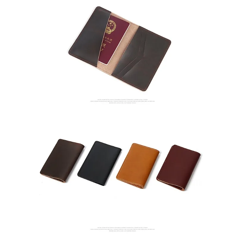 Genuine Leather Passport Cover Men Wallet ID Credit Card Case Vintage Male Passport Holder