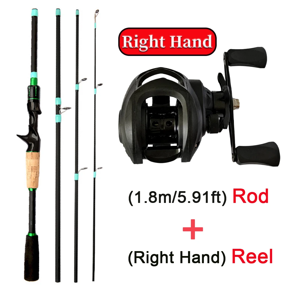 5/4 Abschnitte Ultraleichte Carbon Reise Angelrute Combo ML Power Lure Pole mit 18+ 1BB Baitcastingrolle Max Drag 8KG Pesca