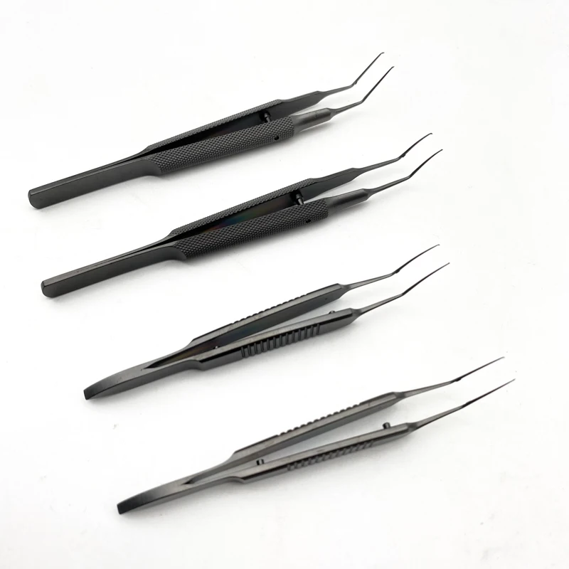 Capsulorhexis Forcep Black Handle Titanium 85mm/105mm Ophthalmic Surgical Instrument Capsulorhexis Forcep Tweezers