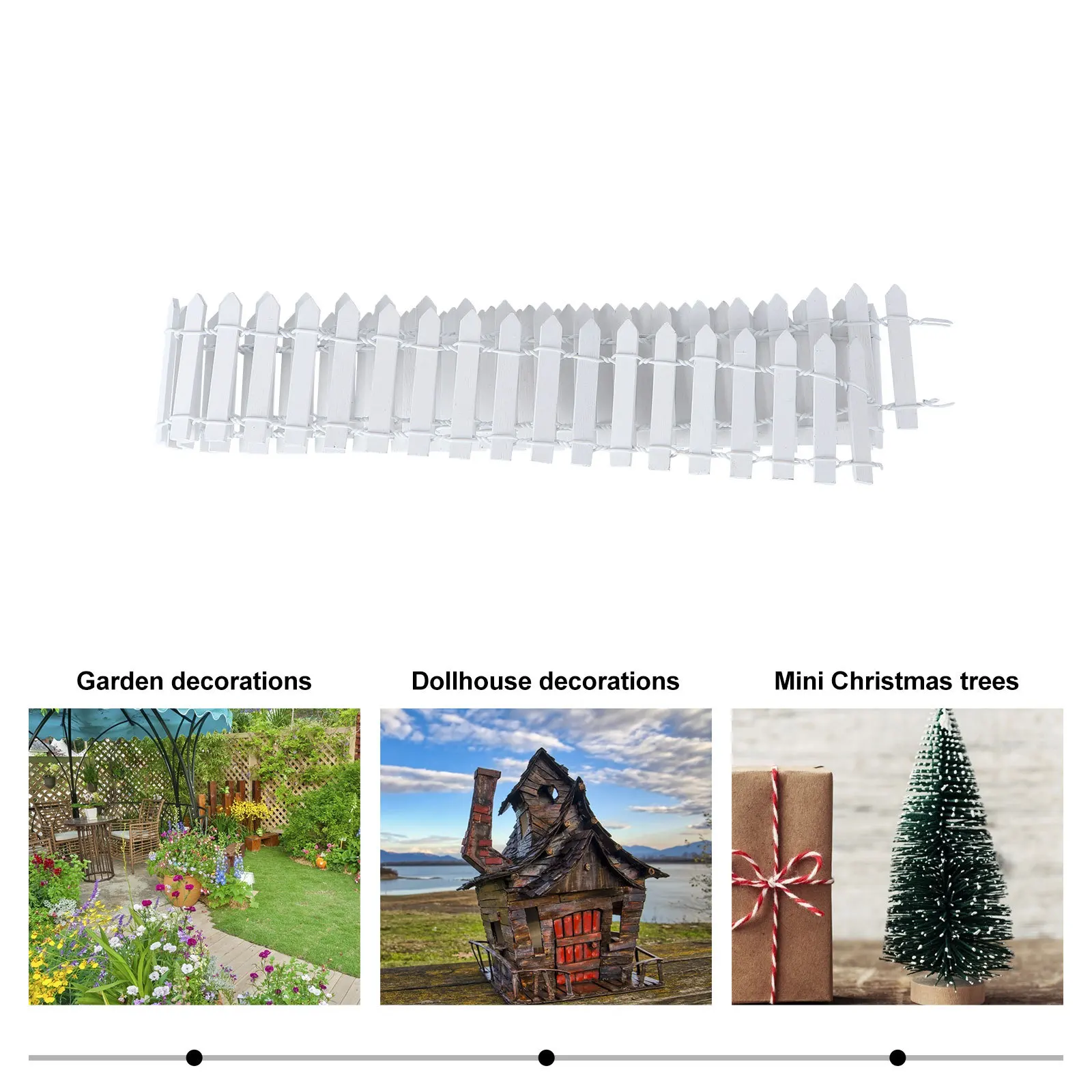 100cm x 5cm mini cerca de madeira diy mini casas fadas jardins decoração bonsai terrário ornamento branco fino acabamento realista