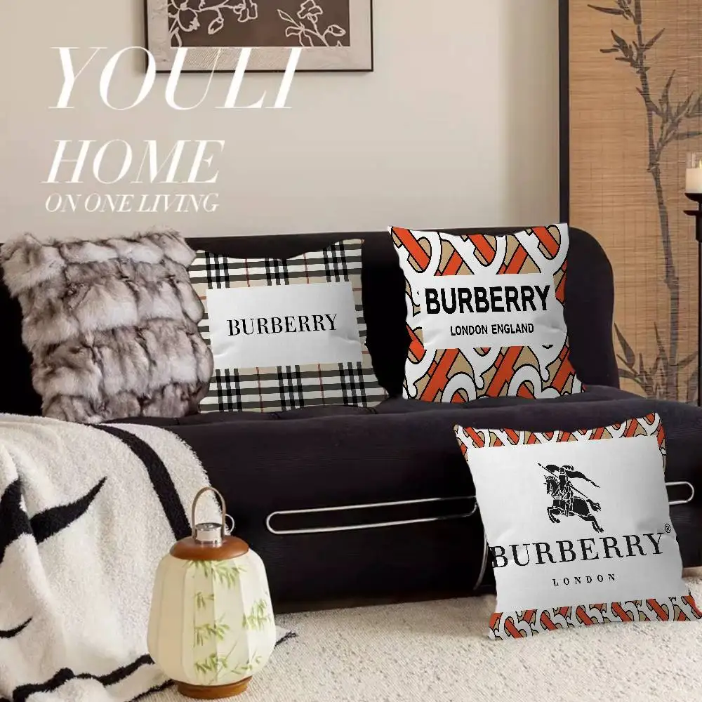 Funda de almohada de la marca Grid B-BURBERRY-Y, funda de cojín de regalo para dormitorio, hogar, sofá, silla, decoración, funda de almohada