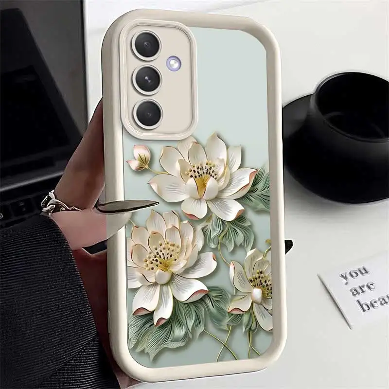 A55 Blooming White Flowers Sky Eye Phone Case For Samsung Galaxy A25 A24 A23 A22 A20 A15 A14 A13 A12 A10 A05 A04 A03 A02 Cover