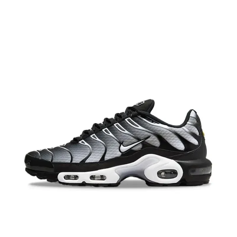 Nike Air Max Plus Men's Women's Running Shoes Anti Slip and Durable Air Cushion Cushion Black/Metallic Silver Black/White/Silver