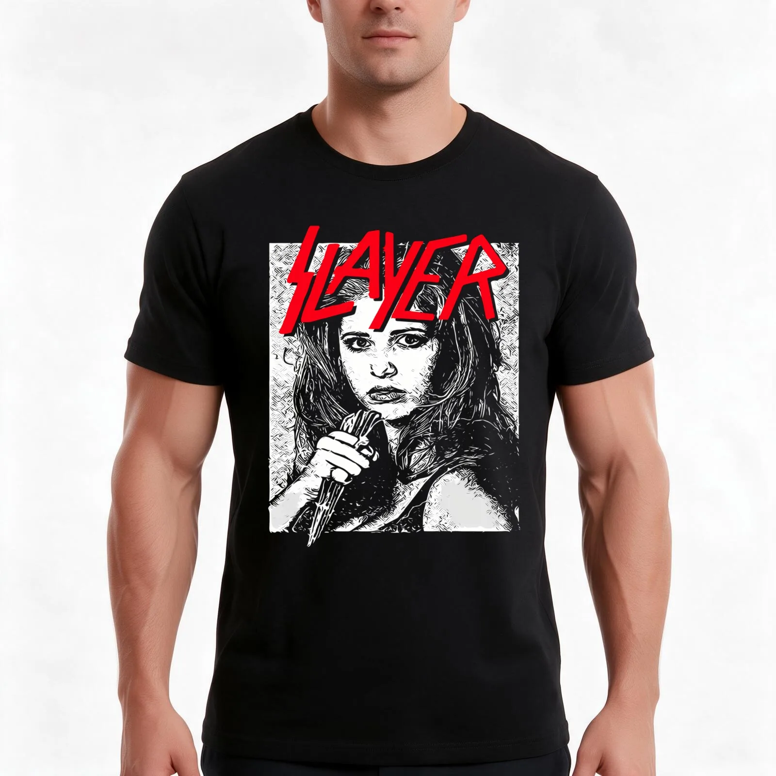 Buffy Vampire Metal Mashup T-Shirt Summer Casual Cotton Tee Oversized Streetwear Tops Vintage Graphic Print Unisex Men Women