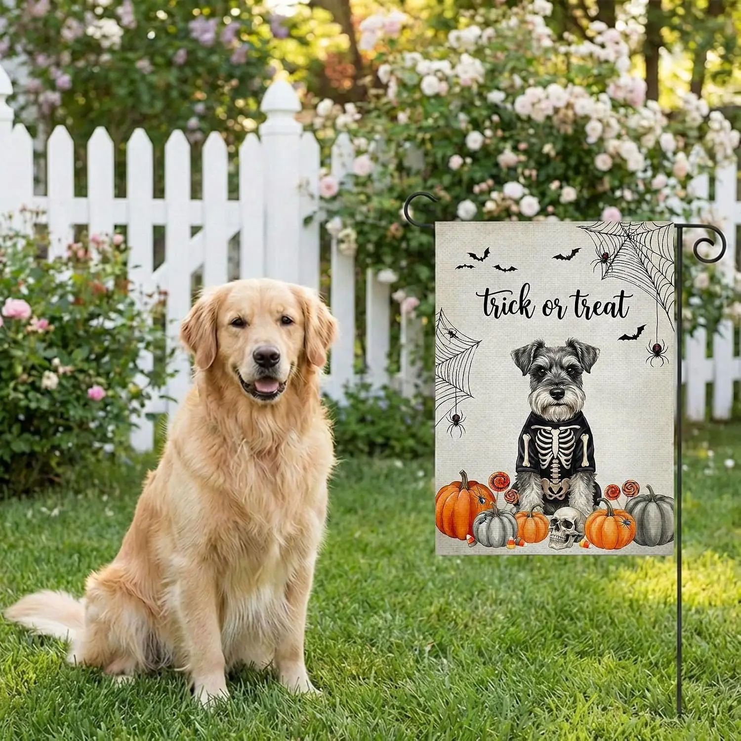 Miniature Schnauzer Garden Flag for Dog Lover,Halloween Garden Decor | 12x18in,Double Side uui