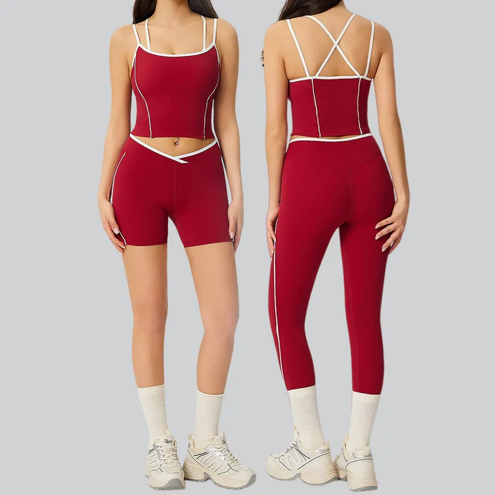 

Женский спортивный костюм для йоги из 2 предметов: топ-бра и леггинсы с высокой талией для фитнеса и тренировок