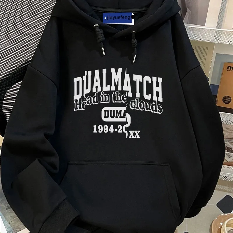 

00% Pure Cotton American Vintage Hoodie for Men Autumn Winter Trendy Loose Printed Fce Lined Jaet Casual Streetwear