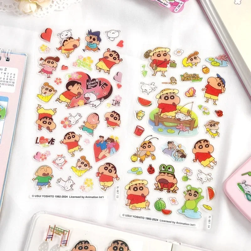 1/4 個本物のクレヨンしん 3d クリスタルステッカー手作り装飾タブレット携帯電話ケースステッカー文房具ステッカー