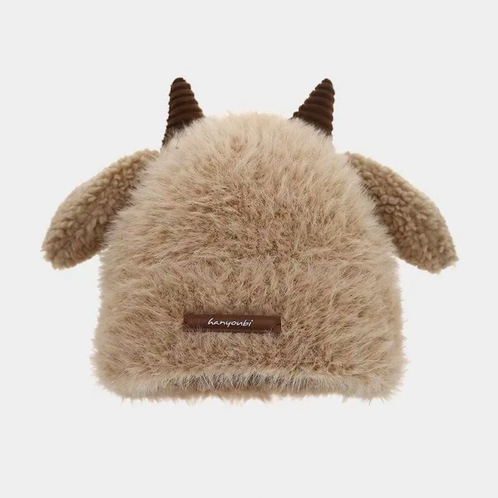 

Милая шапка с овечьим рогом, ветрозащитная регулируемая круглая верхняя кепка, теплая зимняя шапка, зимняя шапка