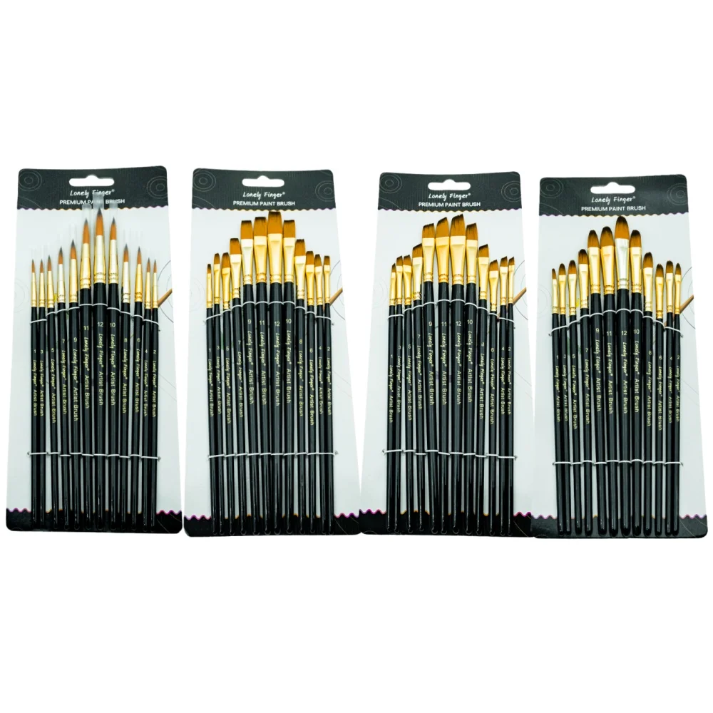 Artist Paint Brushes Set, 12/48 Pcs Round/Angular/Flat/Filbert Brushes ,Professional  for Acrylics, Ink, Watercolor, Gouache, Oi