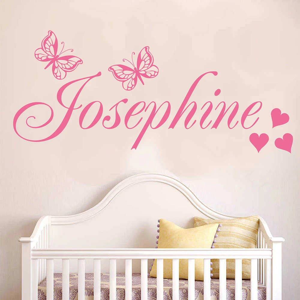 CUSTOM NAME HEART WALL ART Vinyl TEXT GIRLS NURSERY BEDROOM Stickers - Foto 5