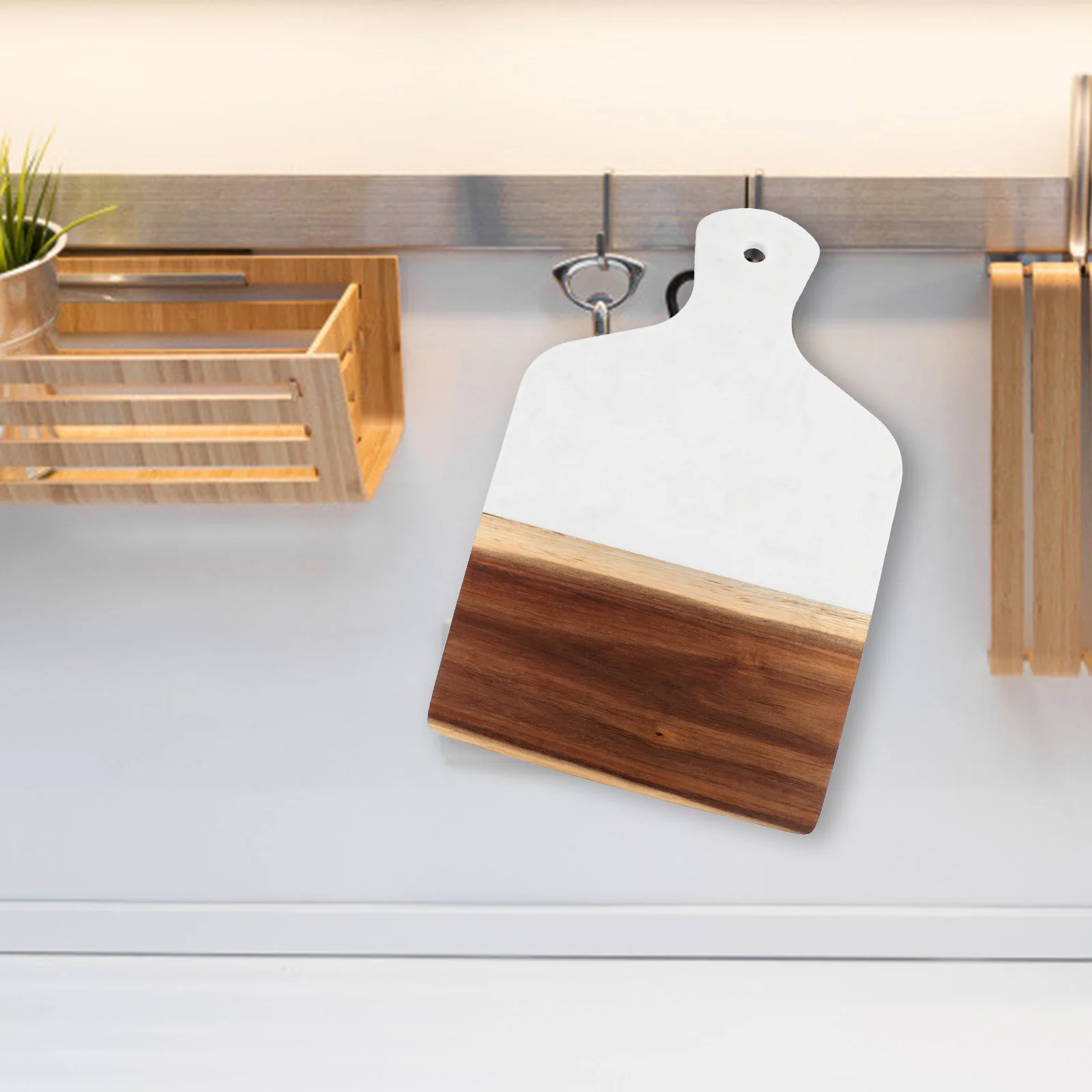 

1pc Marble Cutting Board Natural Wood Material Kitchen Serving Tray For Fruit Vegetable Meat Bread Prep Pizza Steak