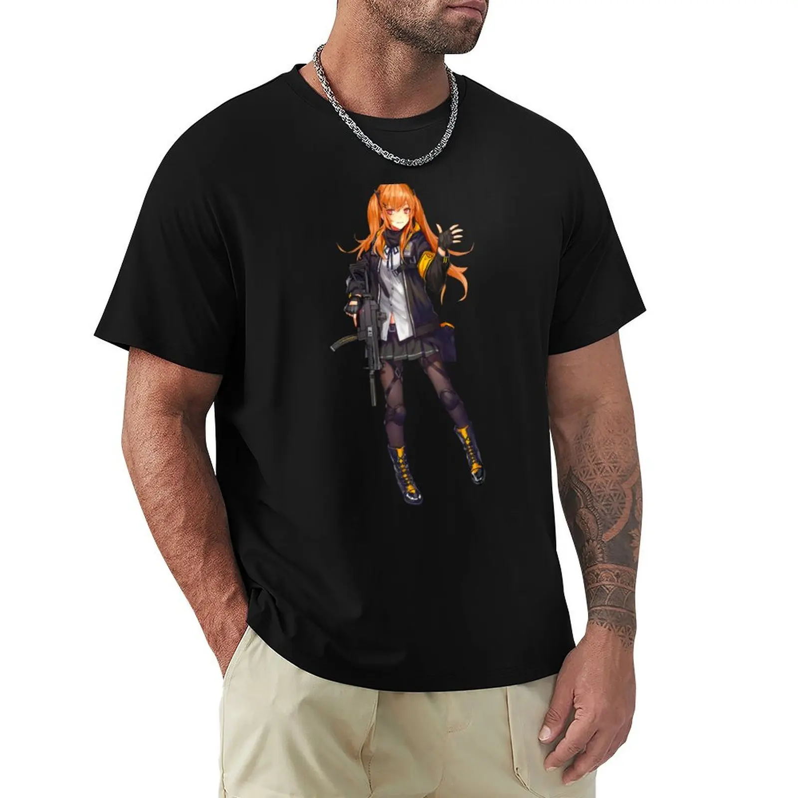 Anime girl with gun design cool T-Shirt quick drying graphics sweat plus size tops Men's t-shirts