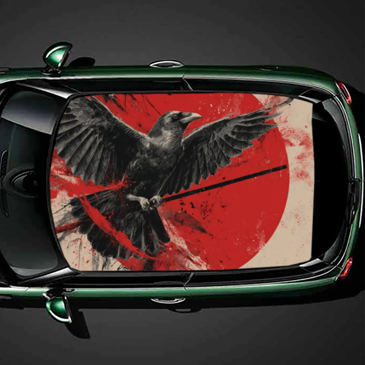 

Blood Colored Raven Print PVC Car Roof Sticker, Self-Adhesive Waterproof Car Vinyl Decal, Car Decoration Protection Stickers, Ea