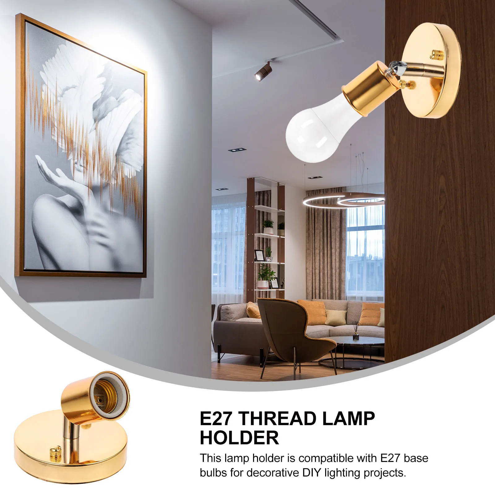 

E27 Thread Lamp Holder 180 Degree Rotatable Light Bulb Socket Wall Light Base for DIY Ceiling Pendant Lighting
