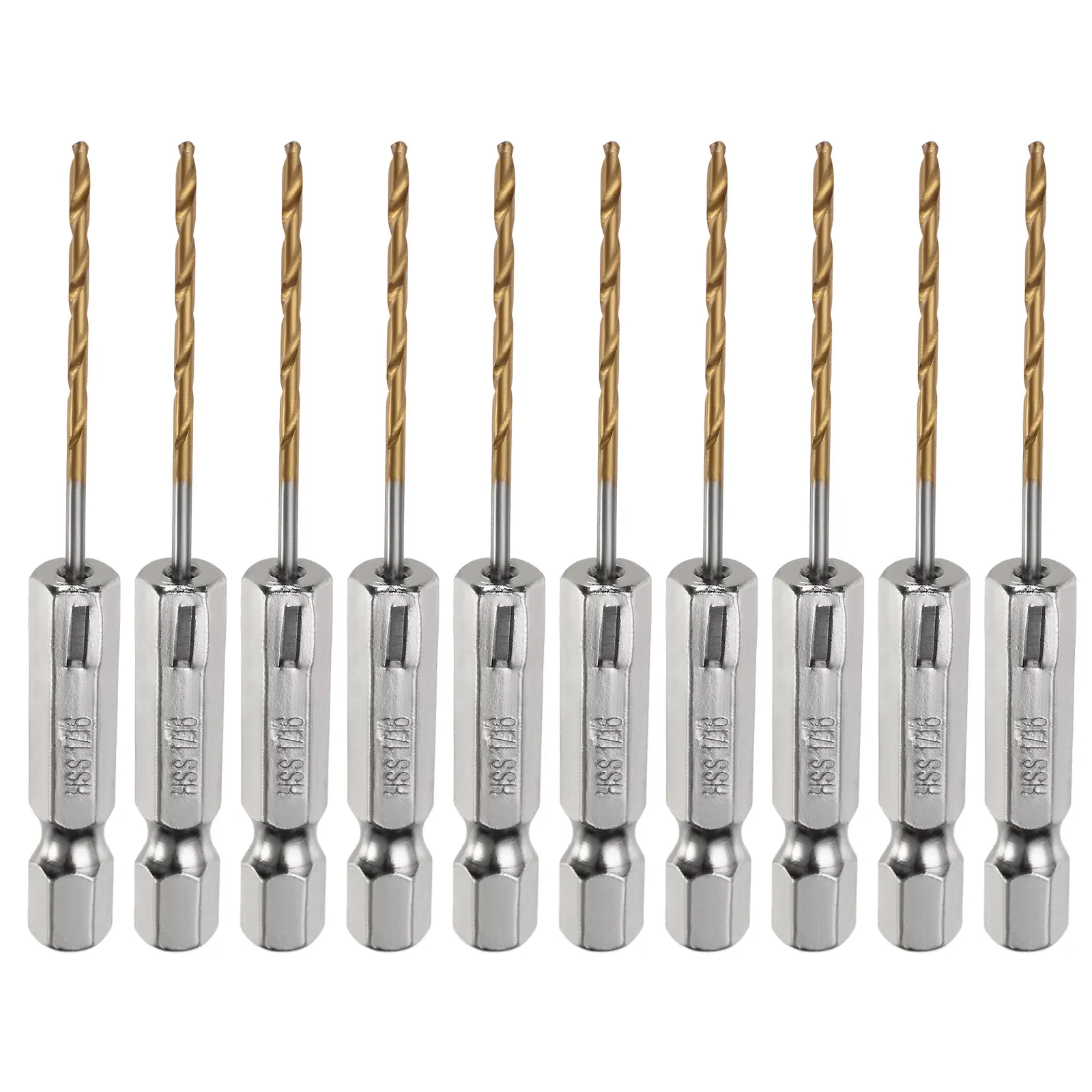 Brocas helicoidales con vástago hexagonal de 1/4 ", brocas M35 de acero de alta velocidad y titanio para madera, acero inoxidable y Metal, 10/24 Uds.