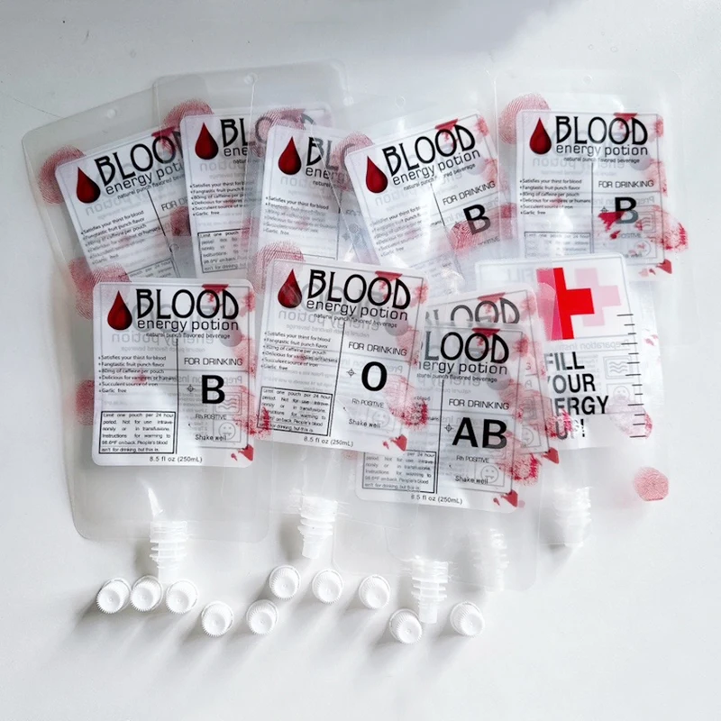 5/10pcs PVC Cosplay Horror Props Haloween Blood Bag Food Grade Drink Bag Energy Pack Vampire Blood Pouch Halloween Party Decor