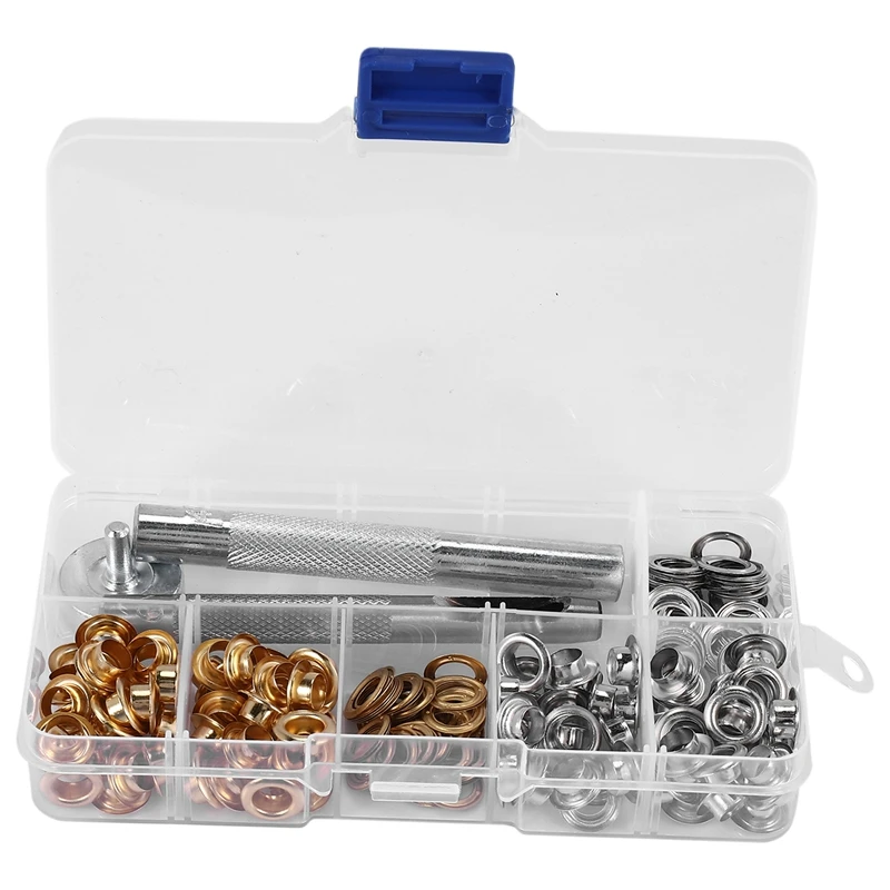 DCOS-100 Sets 1/4 Inch Grommet Kit Grommets Eyelets With 3 Pieces Install Tool Kit, 2 Colors