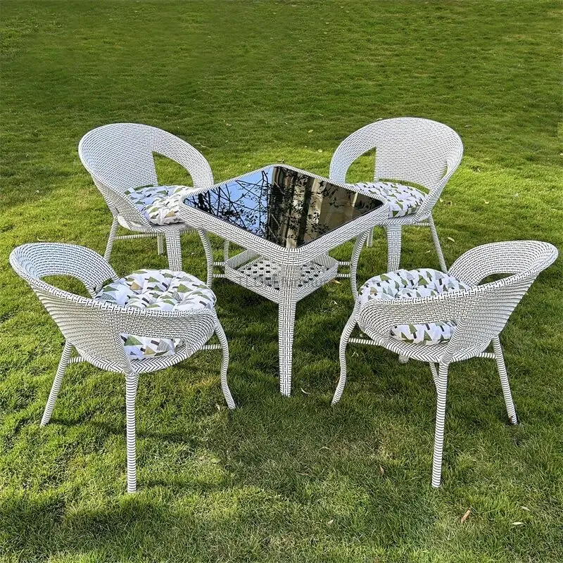 Outdoor Rattan Furniture Balcony Leisure Coffee Table Combination Patio Garden Table and Chair Three-piece Suit Rattan Chairs