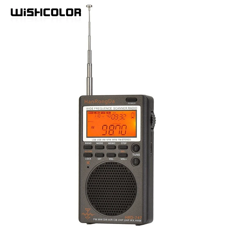 

Wishcolor HRD-747 Portable Radio Full Band Radio with Digital Display Supports FM MW SW AIR CB VHF UHF WX HAM