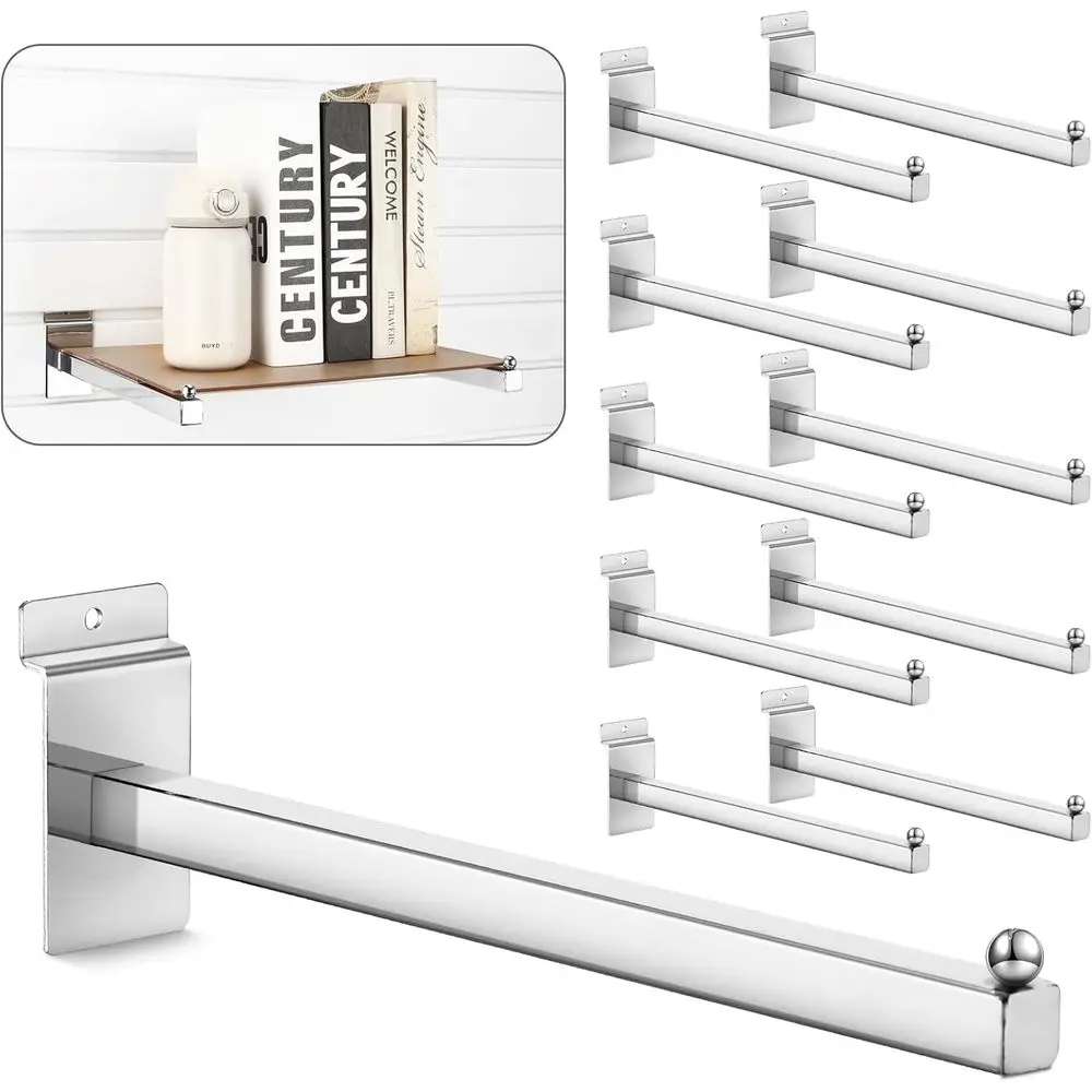 

10 Pieces Slat Wut, 12 Inch Metal Square Straight Arm Hooks, Slatwall Hooks and Hangers Slatwall Accories or Clothing Retail Gar