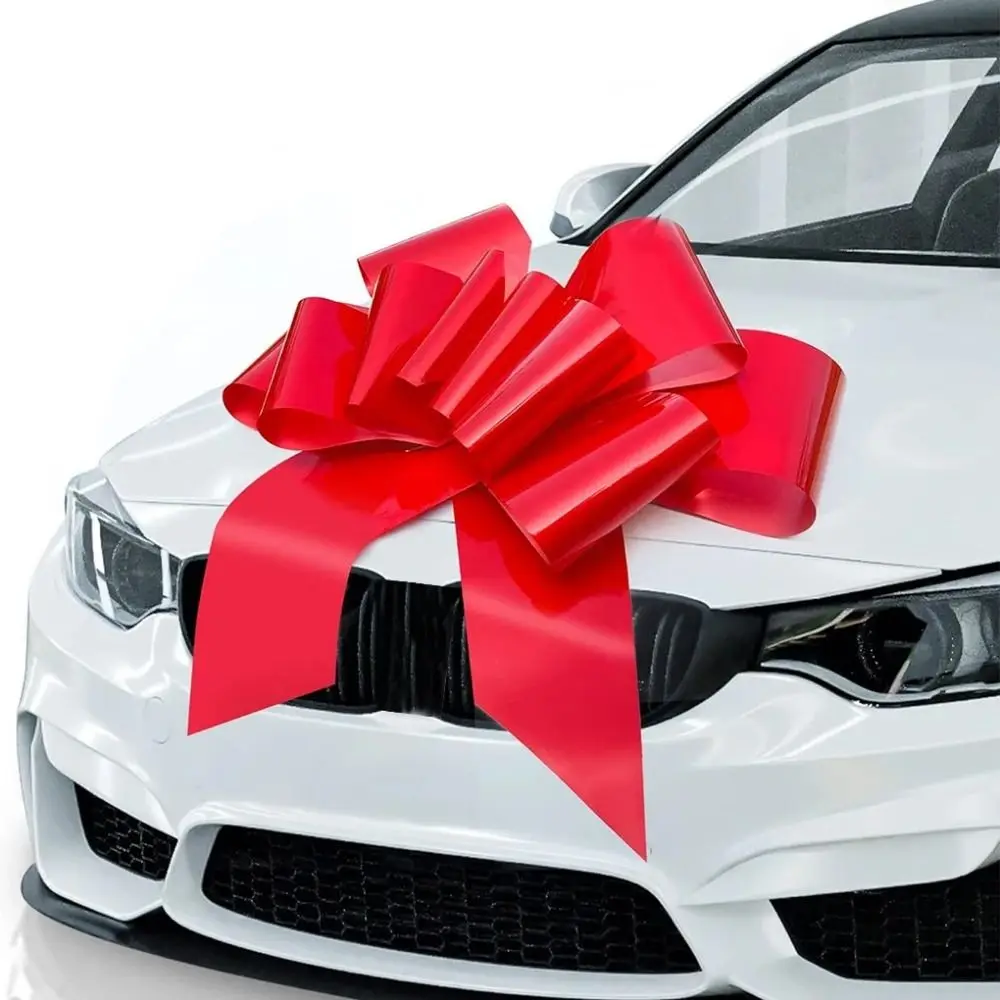 

New 30 Inch Giant Car Bow Big Red Christmas Present Wrapping Happy Birthday Car Show Celebration Pull Strings Bows