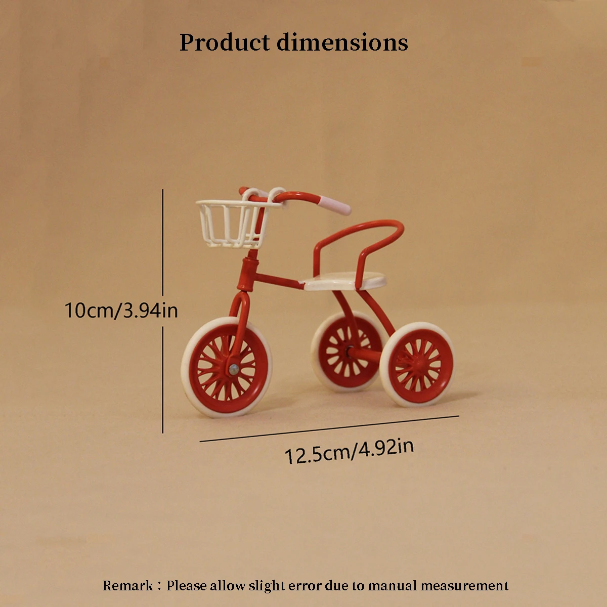 Миниатюрная железная игрушка-трехколесный велосипед, подходящая для украшения кукольного домика Bjd Ob11