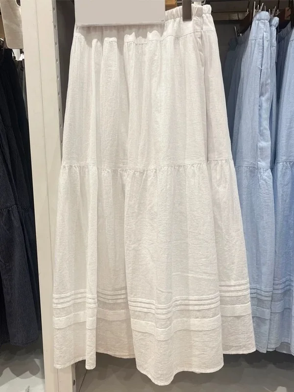Women's Floral Layered A-Line Midi Skirt Striped Half-length Spring Summer New Style Casual mid Waist Other Fabric Other