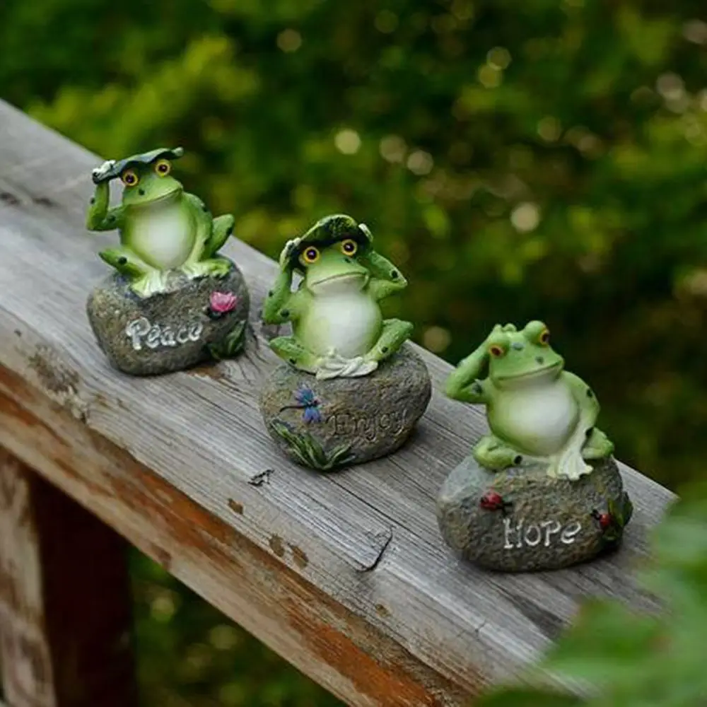 3D Frog Figurine Creative Resin Statue Home Garden Frog Decor Fish Tank Terrarium Landscape Decoration