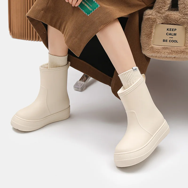 Fashion Women Rain Boots 2026 New Waterproof Shoes for Women Outdoor Non-slip Women's Work Boots High Quality Platform EVA Shoes