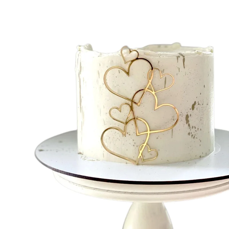 New Heart Wedding Cake Toppers Gold Love Valentine's Day Cupcake Topper for Valentine's Day Wedding Party Cake Decorations 2022