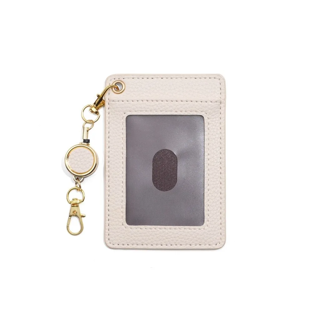 Portable PU Card Holder Transparent Window Retractable Work Badge Holder Bus Holders Student