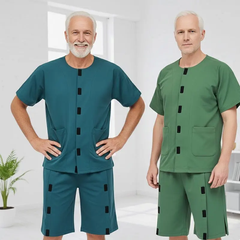 ชุดฟื้นฟูร่างกายแบบปรับได้ น้ำหนักเบา |   เสื้อผู้ป่วยสำหรับฤดูร้อนแบบสวมใส่ง่ายสำหรับการพยาบาลและการดูแลสุขภาพ