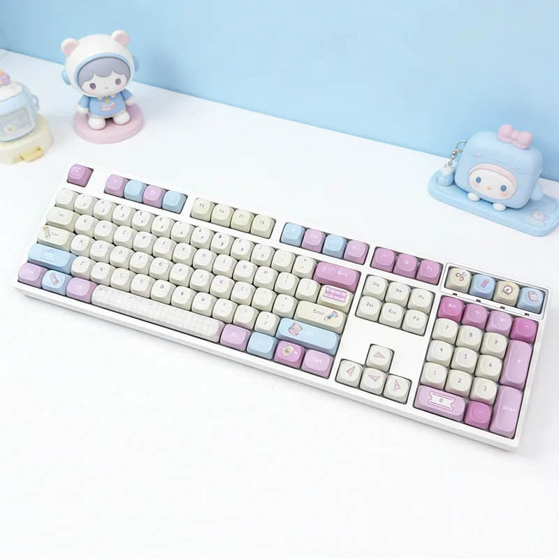 Pink and blue stationery keycaps MOA sublimation 108 buttons PBT suitable for 98/75/68 pairing