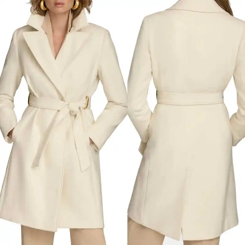 

Fashion Women's Wool Overcoat 1 Piece Midi Length with Belt Single Breasted Coat Outdoor Street Occasion Warm CustomizedCoat