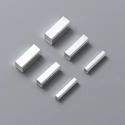 2pcs 100% 925 Sterling Silver Rectangle Tube Loose Beads Dia 2/3/4mm Long Square Silver Bracelet Spacers DIY Jewelry Accessories