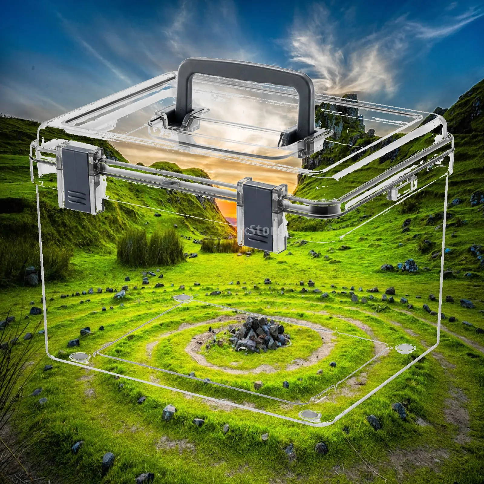 Portable Clear Camera Dry Cabinet for Lens Storage with Latch and Carry Handle