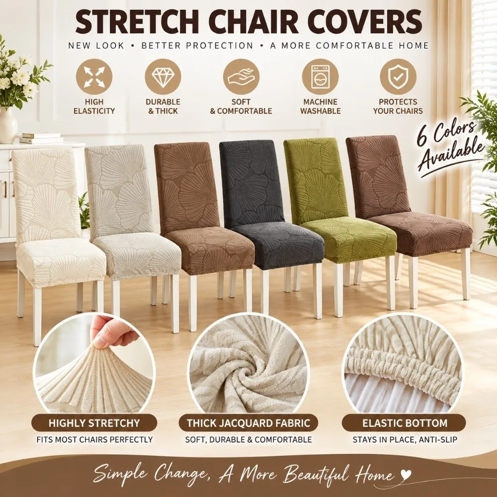 High Back Dining Chair Cover Stretch Jacquard Elastic Spandex Jacquard Chair Cover Slipcover Stretch Chair Cover Dining Room
