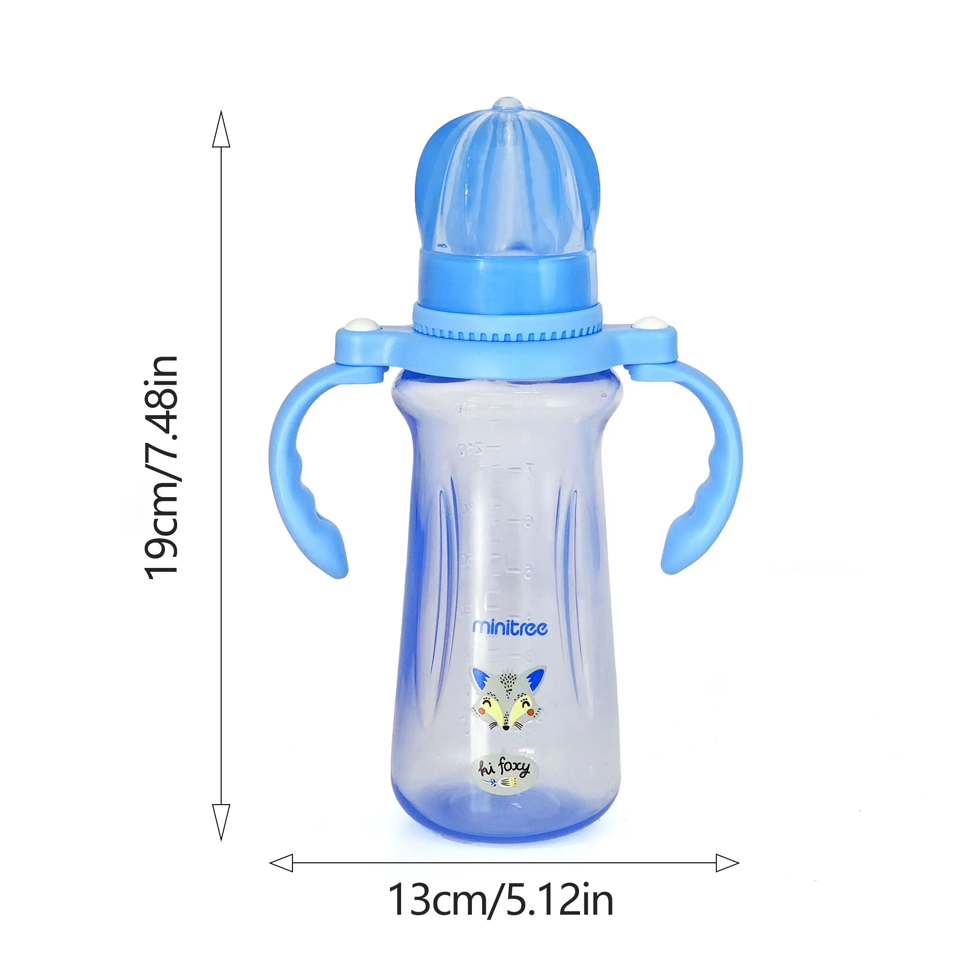 240mL Crown Bottle Cover Baby PP Bottle, Crown Design Movable Handle Bottle, Breastmilk Bottle for Baby 0-36 Months