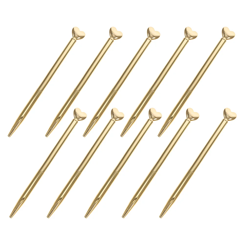 

10Pcs Heart Shaped Ballpoint Pens Retractable Metal 1mm Medium Point Long-Lasting Ink Writing Valentine Wedding Favor