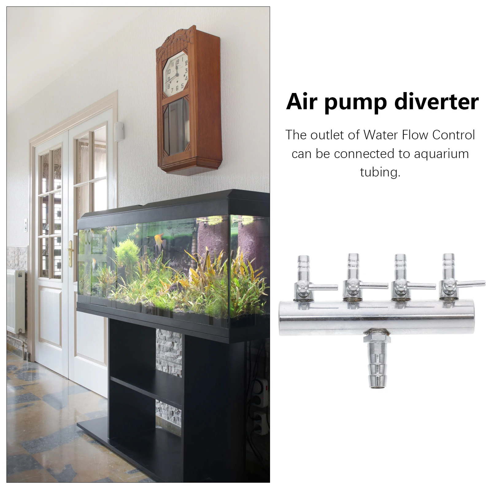 

Stainless Steel Air Pump Flow Lever Control Manifold 8 to 4mm Splitter Switch Oxygen Tube Distributor Silver for Pond Aerator