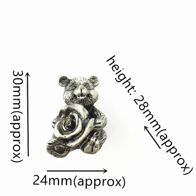 

MFYS Koala with Rose Cabinet Knobs Antique Silver Drawer Pulls Handles Vintage Furniture Handle Dresser Wardrobe Pull Door Knobs