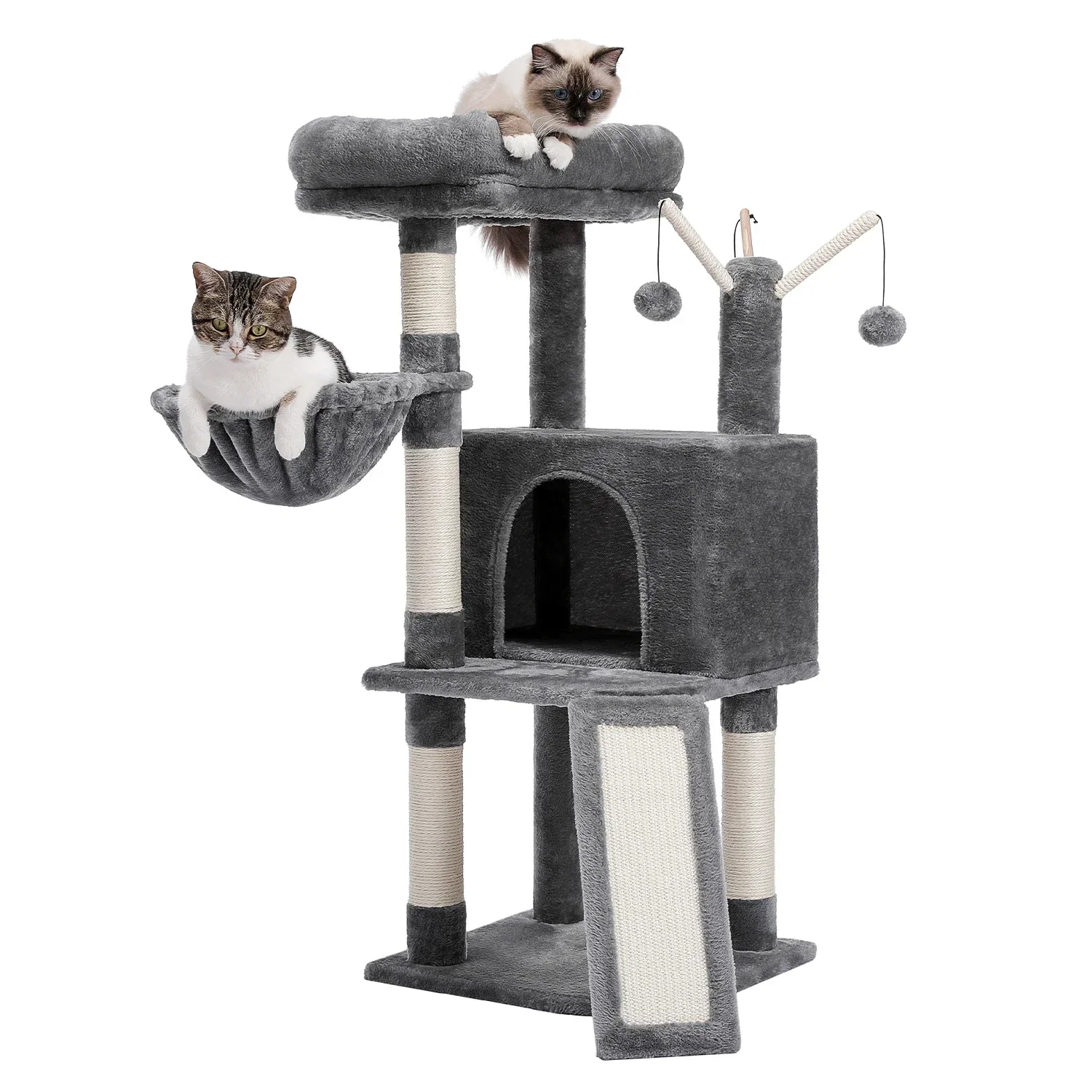

%a Cat Tree Tower Scratching Post Scratcher Cat House Kitten Toys with Big Conda Large High Perch Cat Hammock Hanging Balls