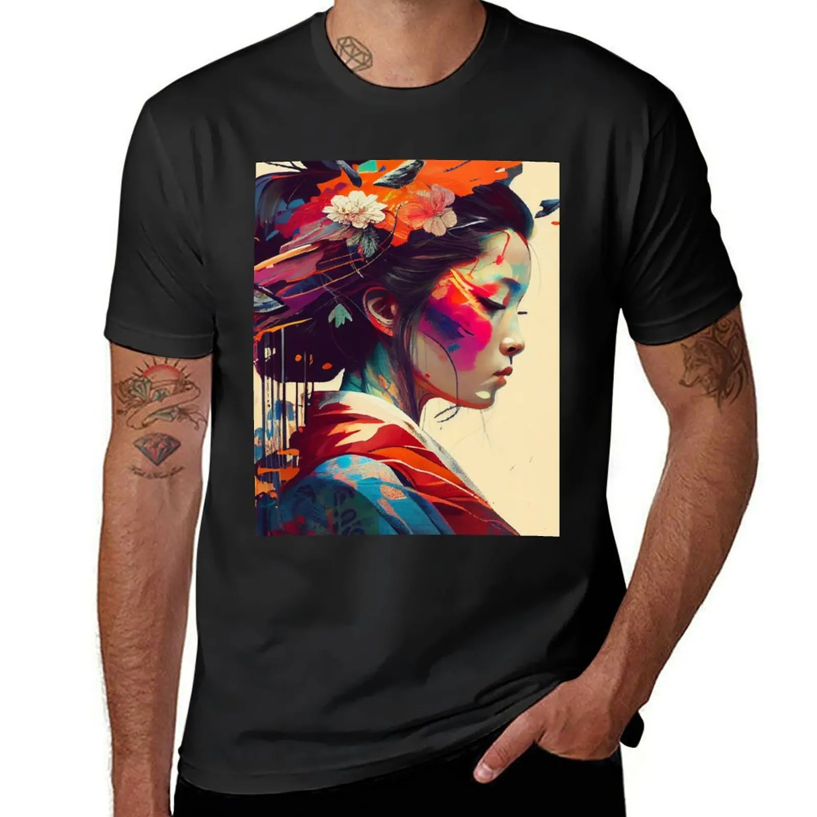 Samurai, Geisha, Yakuza, traditional Japanese paintings T-Shirt graphics cute tops Blouse summer top mens workout shirts